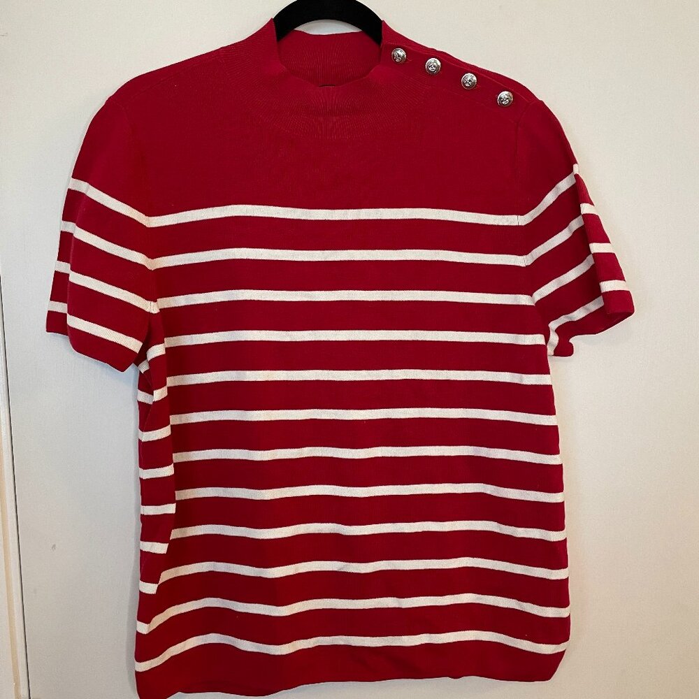 Talbots Mockneck Button Shoulder Shortsleeve Swea… - image 3